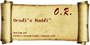 Orsós Radó névjegykártya